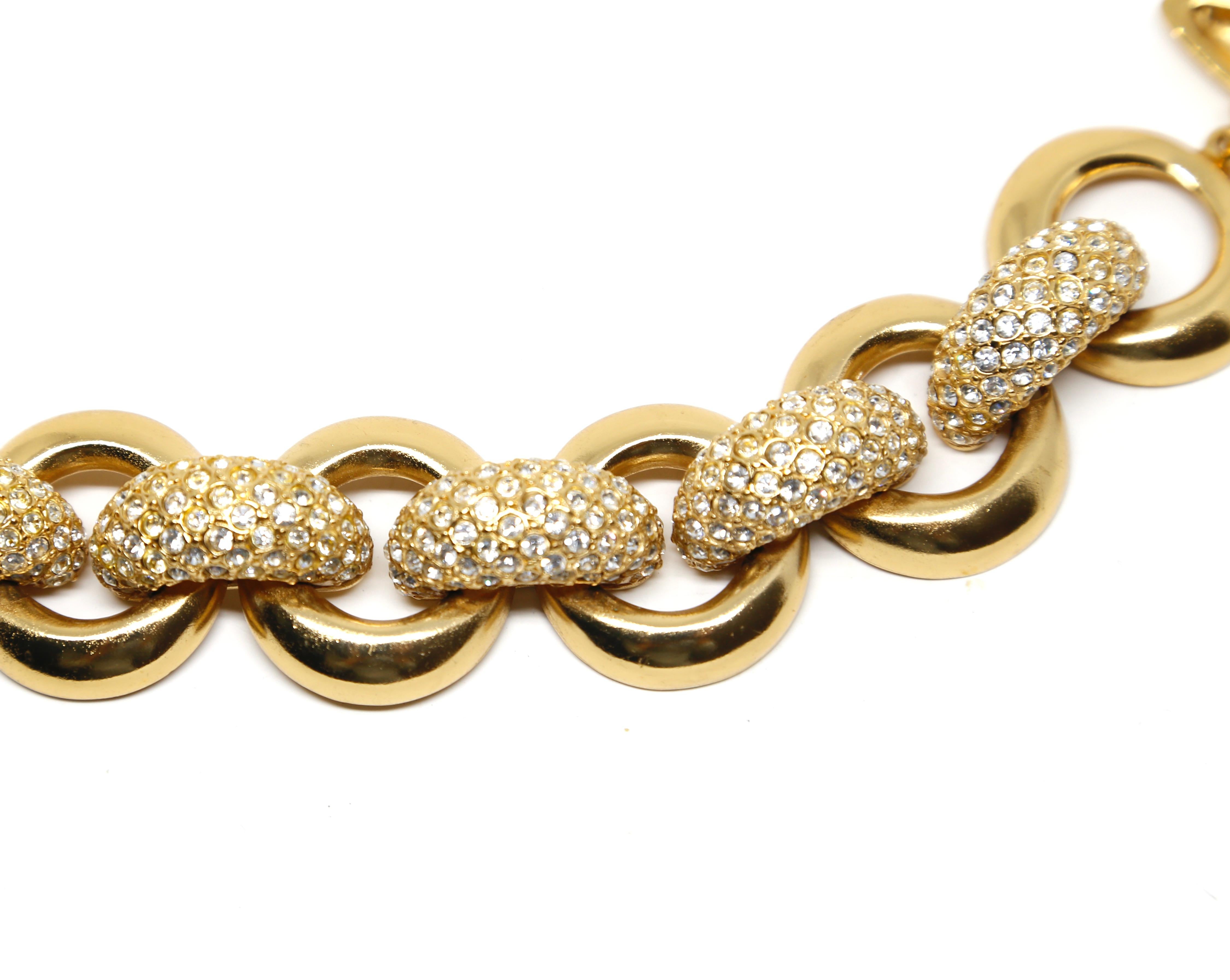 Mixed Cut vintage GOOSSENS for YVES SAINT LAURENT chunky rhinestone link bracelet For Sale