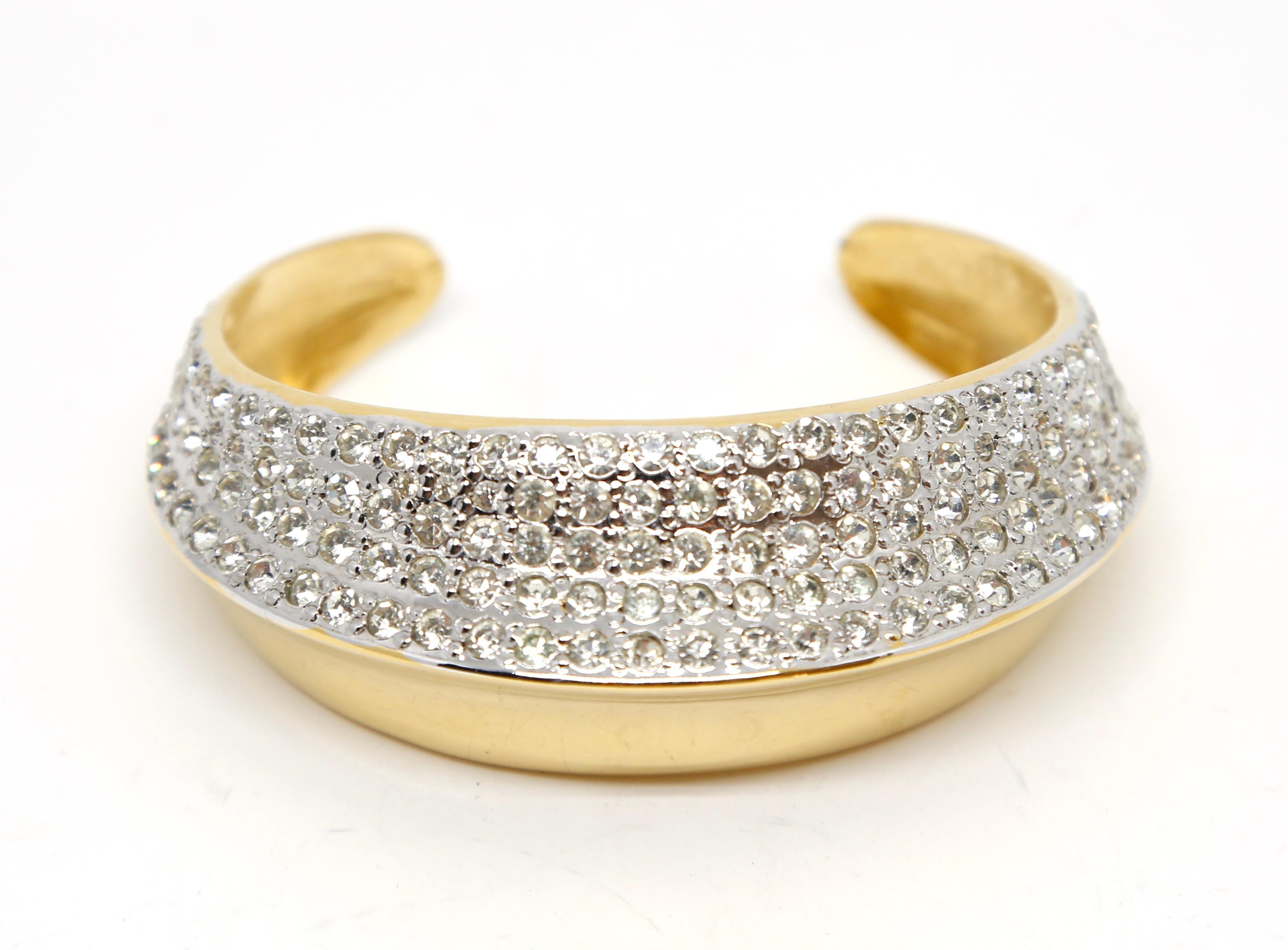 Vintage GOOSSENS for YVES SAINT LAURENT gilt bracelet with faceted crystals For Sale 2
