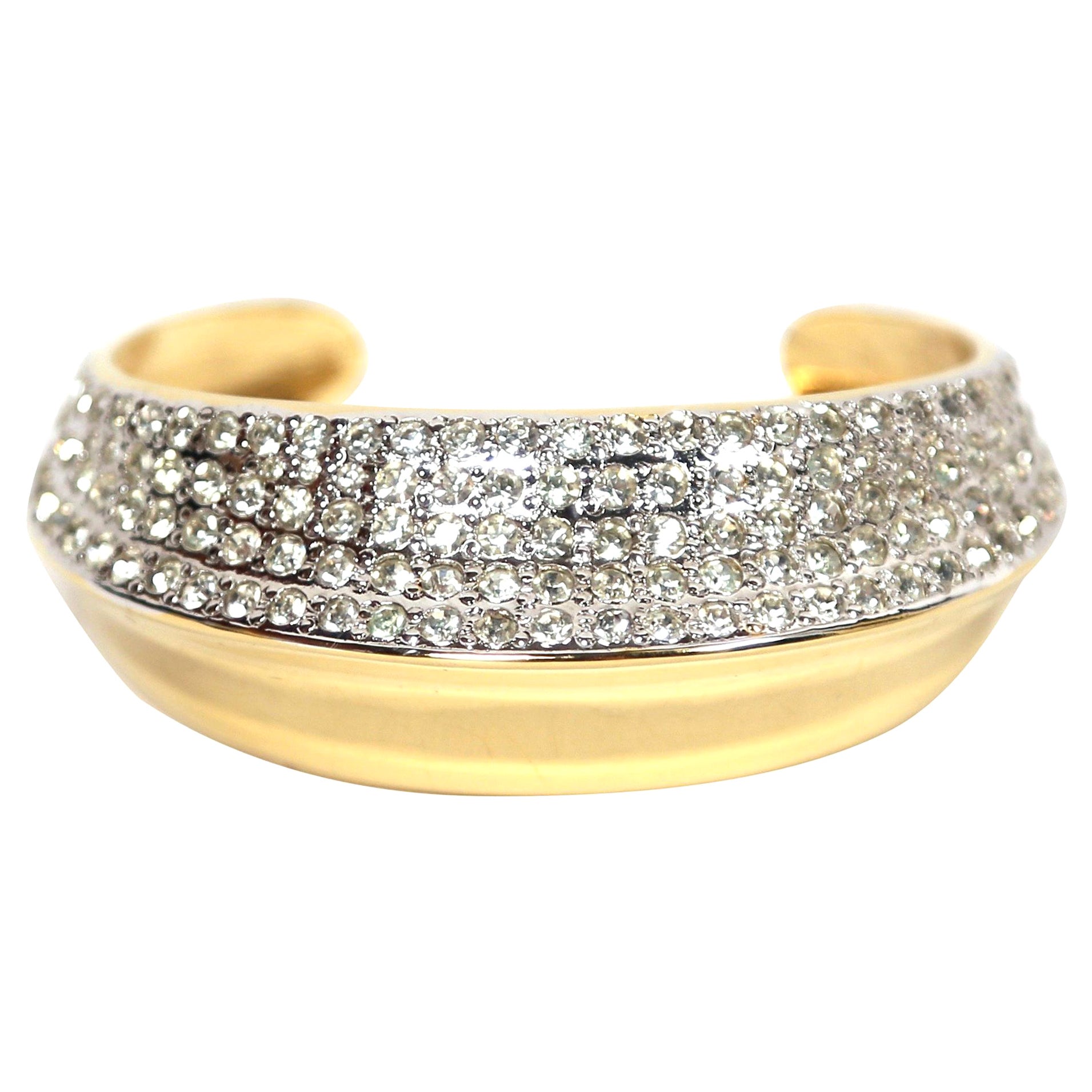 Vintage GOOSSENS for YVES SAINT LAURENT gilt bracelet with faceted crystals