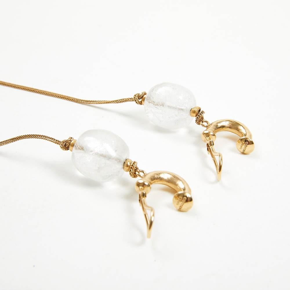 Vintage Goossens Pendant Clip On Earrings Gold Tone  1