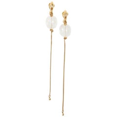 Vintage Goossens Pendant Clip On Earrings Gold Tone