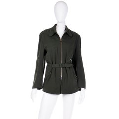 Vintage Gordon Henderson Zip Front Green Wool Jacket w Belt