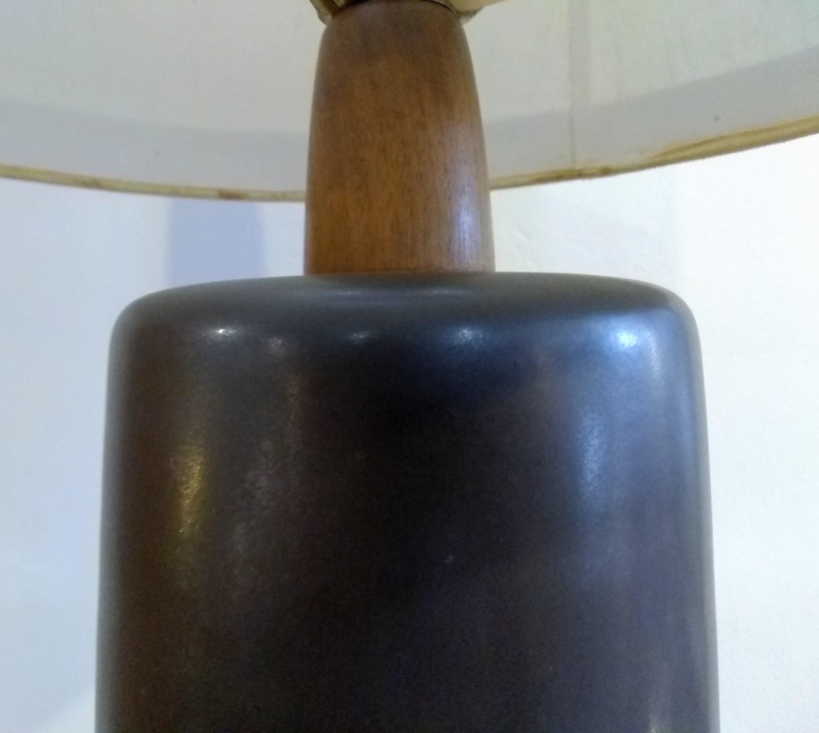 American  Gordon and Jane Martz for Marshall Studios Slate Grey Tall Ceramic Table Lamp