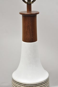 Vintage Gordon Martz for Marshall Studios Tall Ceramic Pottery Teak Table Lamp
