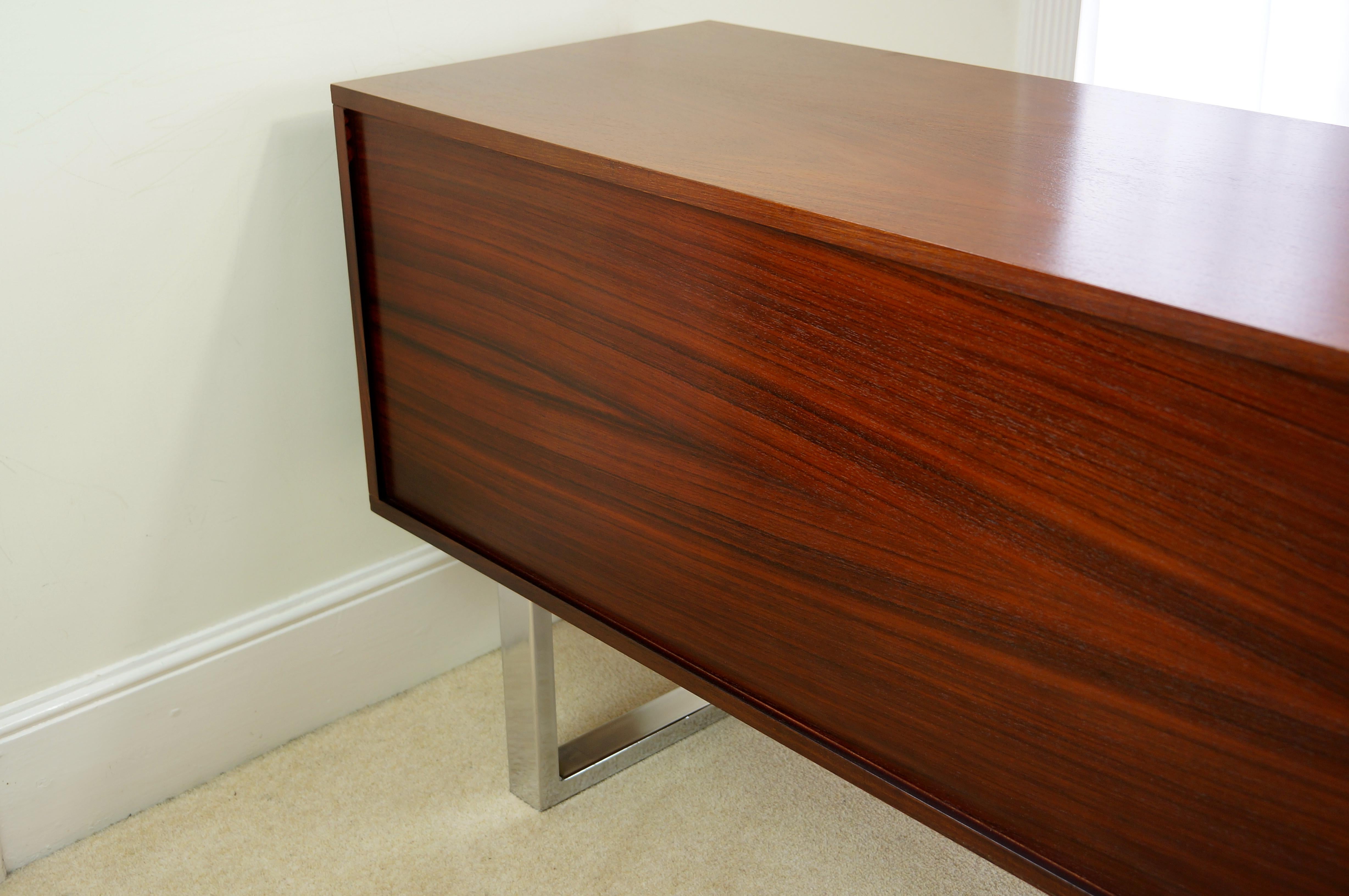 Vintage Gordon Russell Rosewood & Chrome Sideboard / Credenza, Retro Cabinet 3