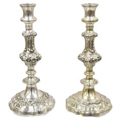 Antique Gorham Baroque Repousse Silver Plated Single Candle Candlesticks a Pair