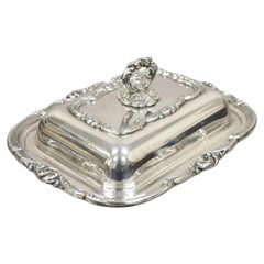 Vintage Gorham Black Starr Silver Plated Lidded Vegetable Serving Platter Dish