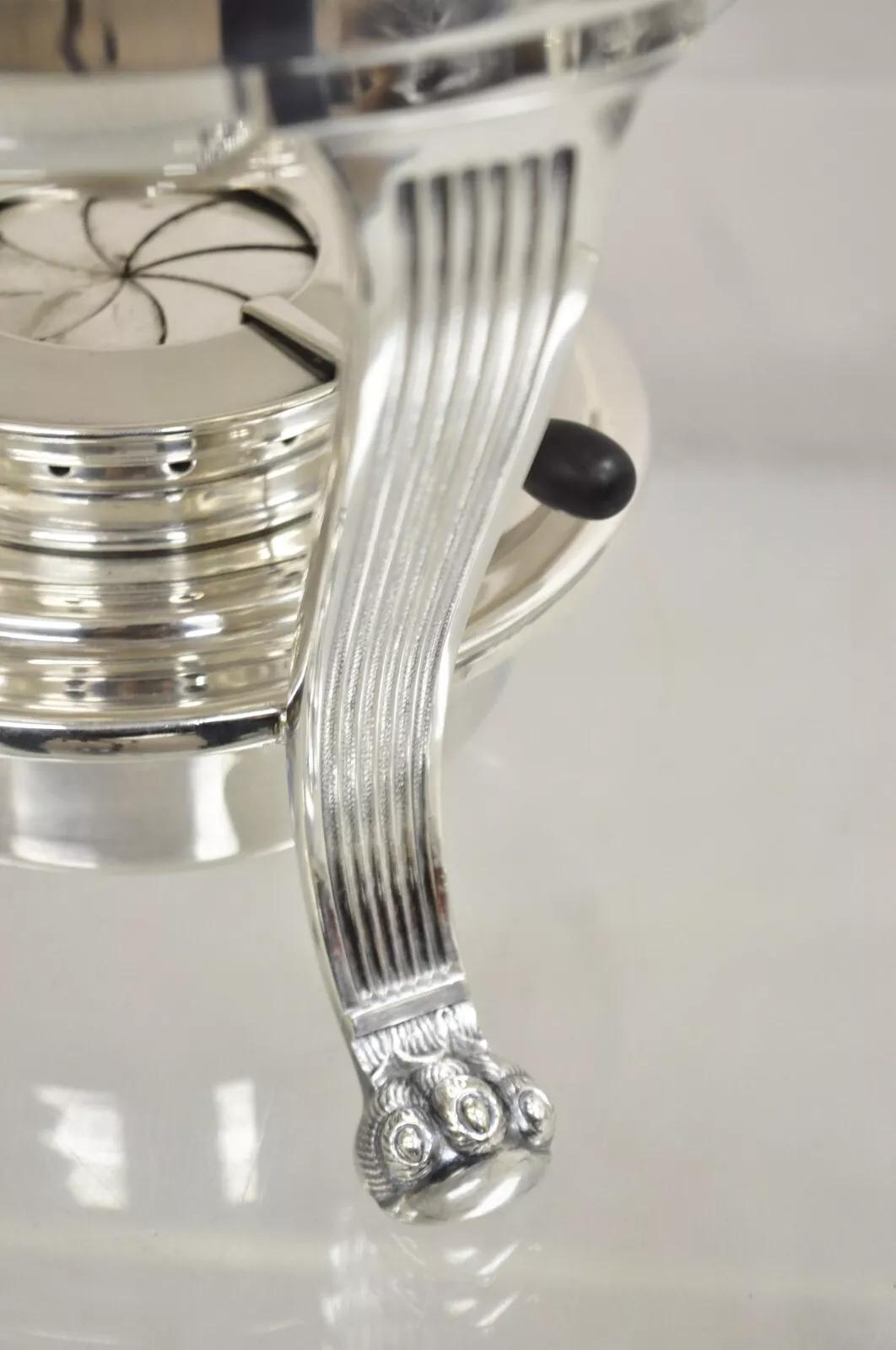 Alte Gorham CO. Englischer edwardianischer versilberter Kettenfuß mit Pfotenfuß, Warmer (Edwardian) im Angebot