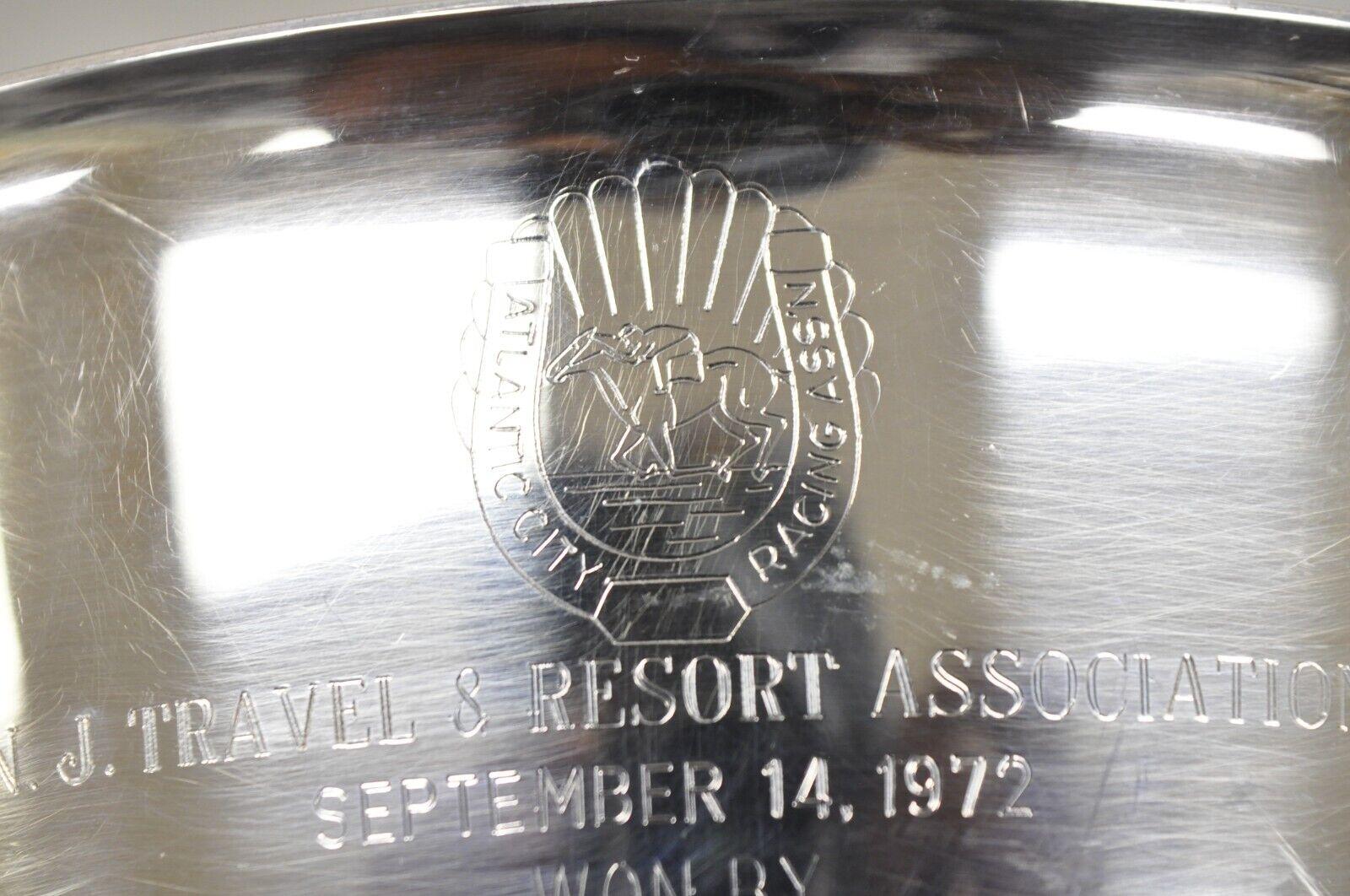 Vintage Gorham EP YC781 Silver Plated Atlantic City Racing Trophy Award Bowl. Item featured is engraved 