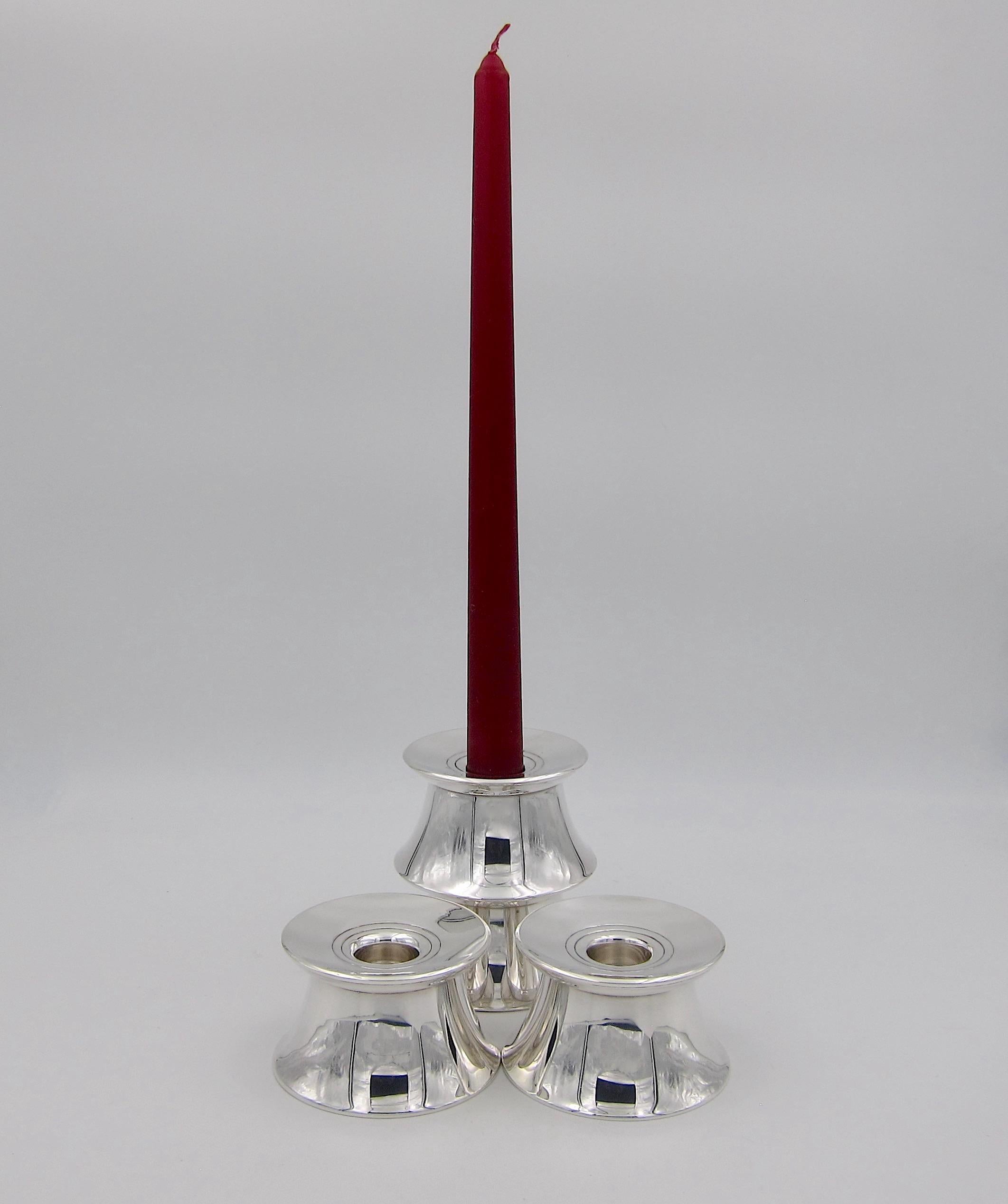 Mid-Century Modern Vintage Gorham Stackable Sterling Silver Candleholders, Set of Four