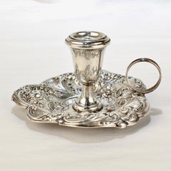 Vintage Gorham Sterling Silver Heart Shaped Repousse Chamberstick or Candlestick