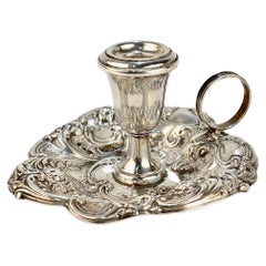 Vintage Gorham Sterling Silver Heart Shaped Repousse Chamberstick or Candlestick