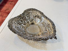 Vintage Sterling Silver Repousse Gorham Sterling Silver Pierced Heart Bowl
