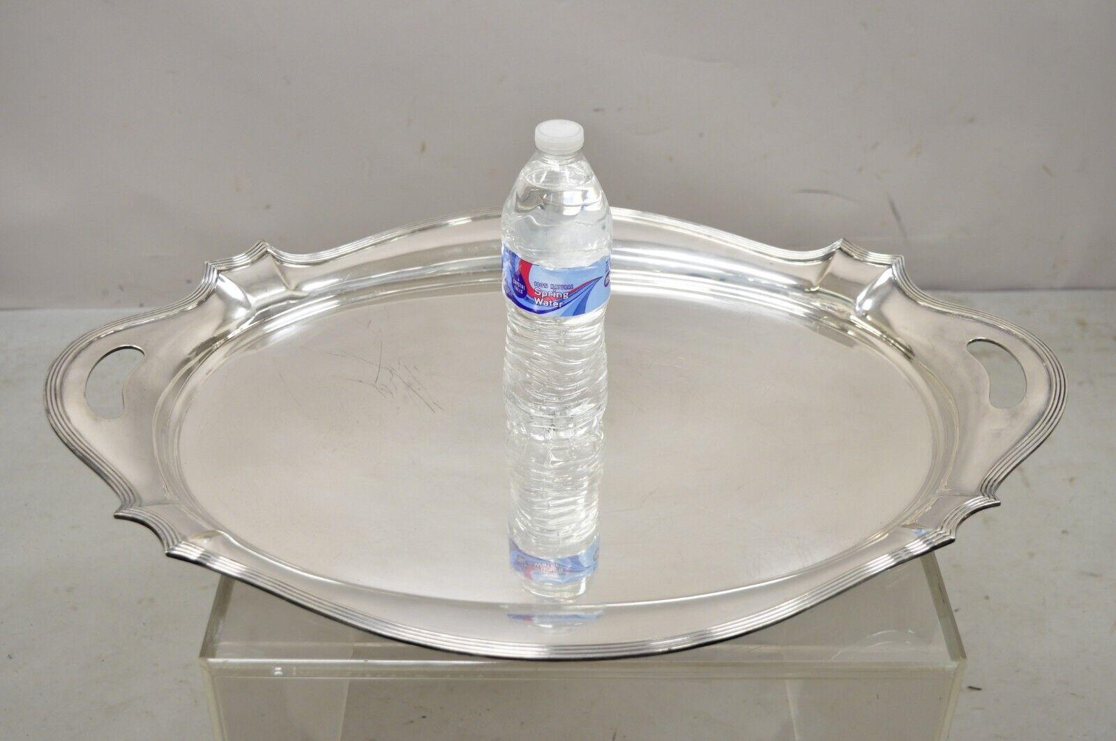 Vintage Gorham Y1038 Bandeja Art Decó plateada con dos asas de 25 pulgadas en venta 5