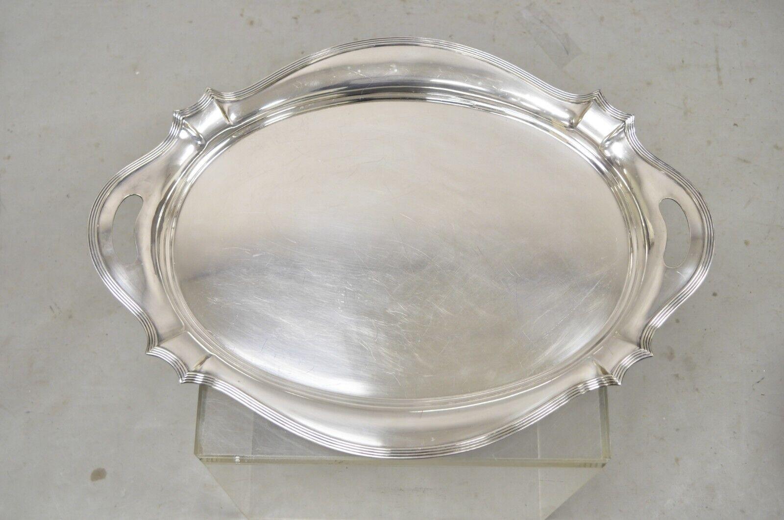Vintage Gorham Y1038 Bandeja Art Decó plateada con dos asas de 25 pulgadas en Bueno estado para la venta en Philadelphia, PA