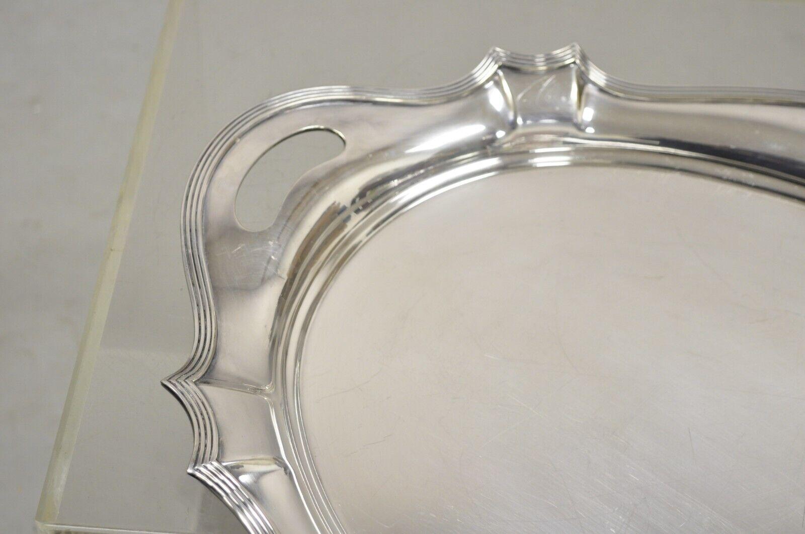 Vintage Gorham Y1038 Bandeja Art Decó plateada con dos asas de 25 pulgadas siglo XX en venta