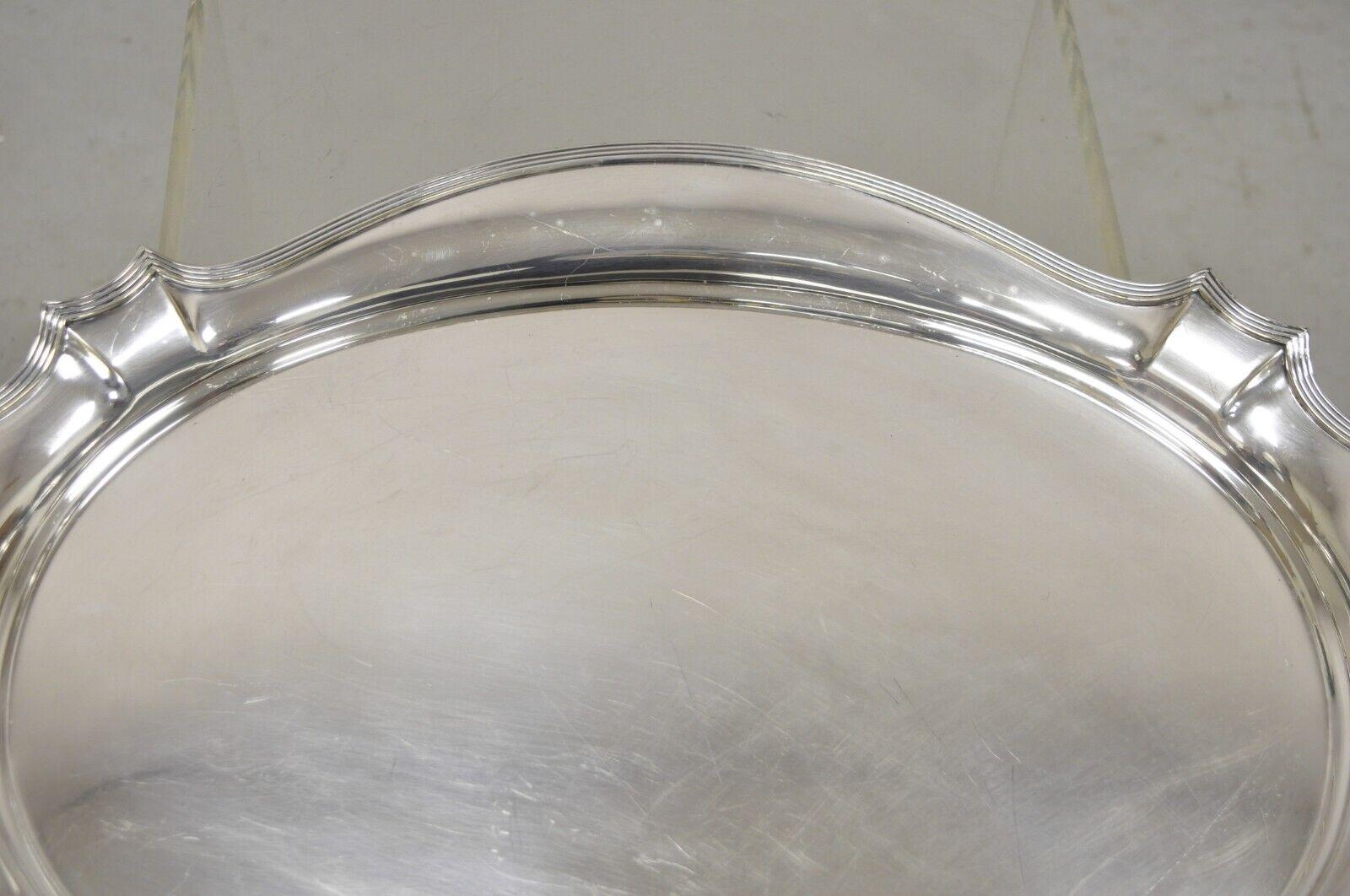 Vintage Gorham Y1038 Bandeja Art Decó plateada con dos asas de 25 pulgadas Chapado en plata en venta