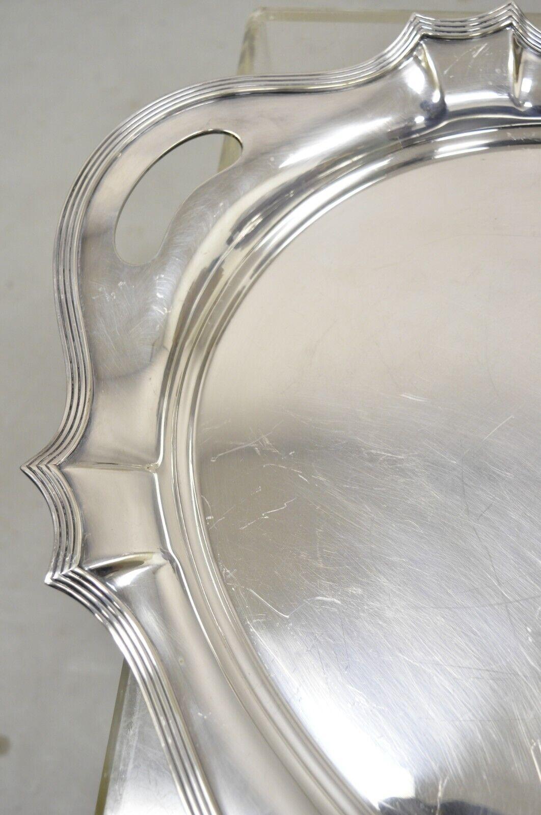 Vintage Gorham Y1038 Bandeja Art Decó plateada con dos asas de 25 pulgadas en venta 2