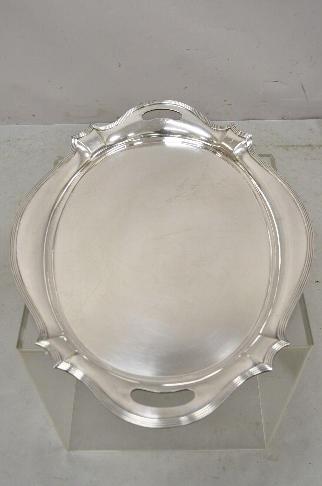 Vintage Gorham Y1038 Bandeja Art Decó plateada con dos asas de 25 pulgadas en venta 3