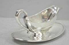 Vintage Gorham Y430 Victorian Silver Plated Gravy Sauce Boat w / Dish