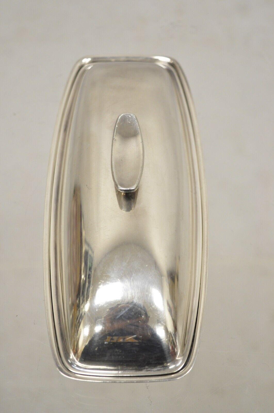 Vintage Gorham YC 775 Silver Plated Modern Butter Dish w/ Glass Liner For Sale 4