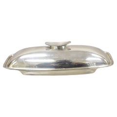 Retro Gorham YC 775 Silver Plated Modern Butter Dish with Glass Liner