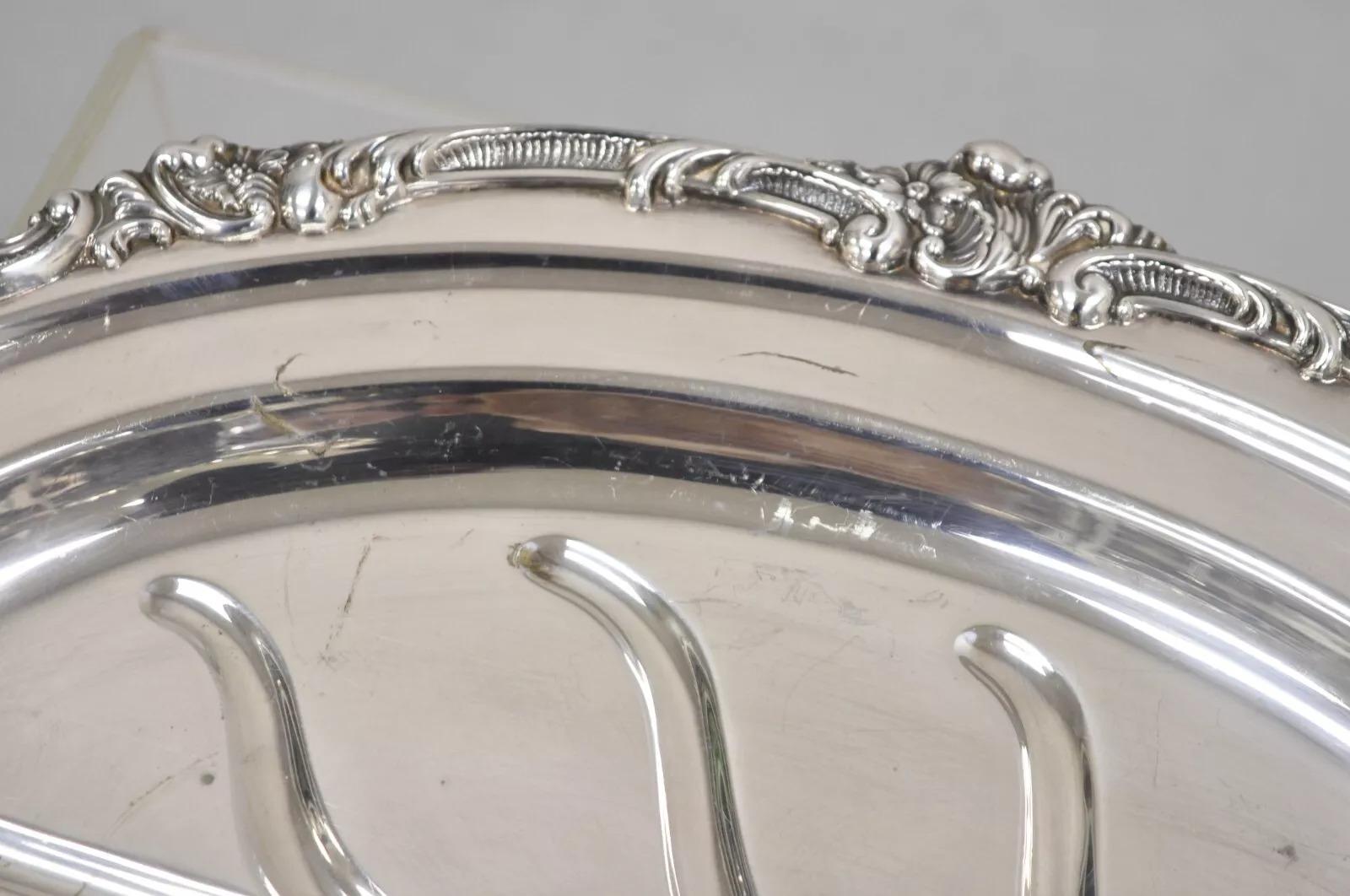 Vintage Gorham YC1620 Oval Silver Plated Meat Cutlery Serving Platter Tray Bon état - En vente à Philadelphia, PA