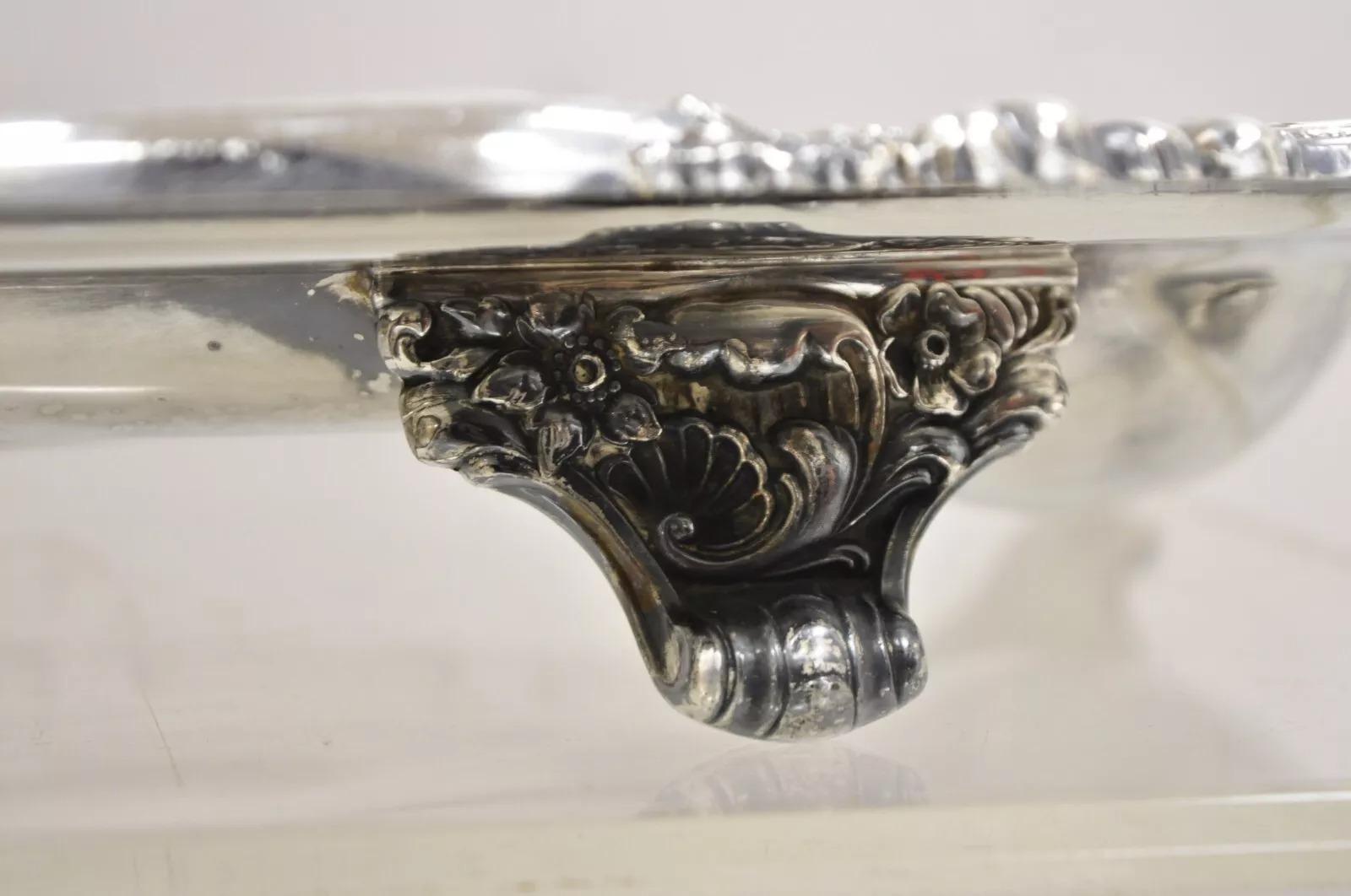 20ième siècle Vintage Gorham YC1620 Oval Silver Plated Meat Cutlery Serving Platter Tray en vente