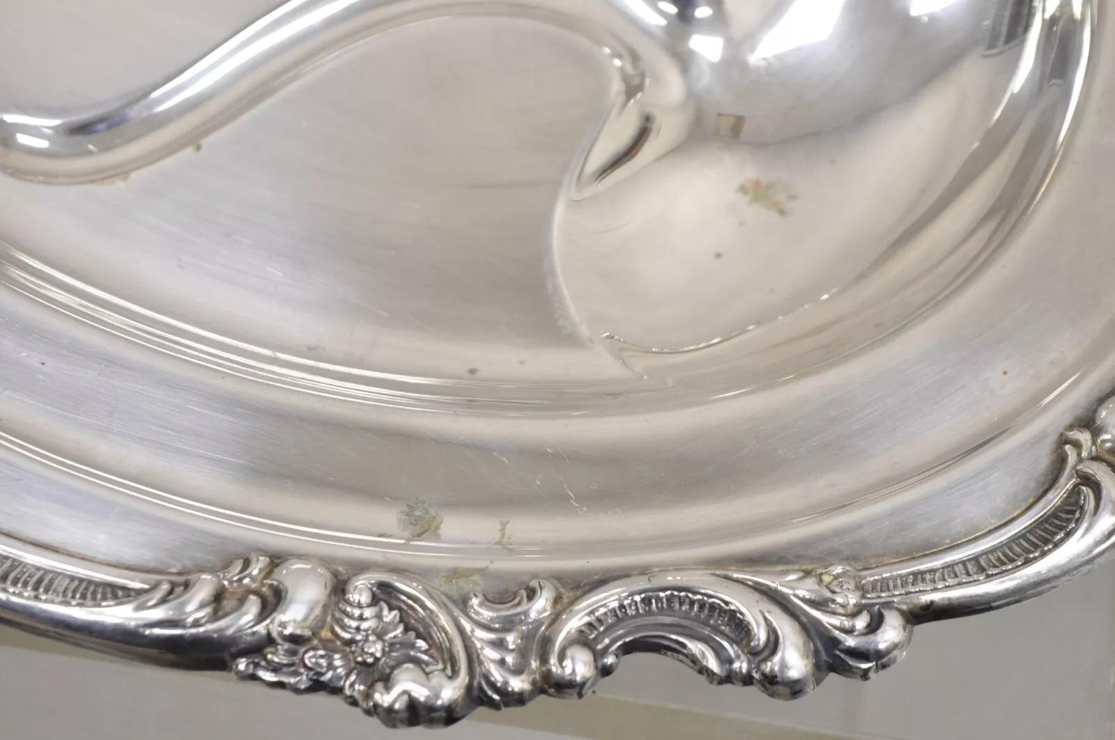 Vintage Gorham YC1620 Oval Silver Plated Meat Cutlery Serving Platter Tray en vente 1
