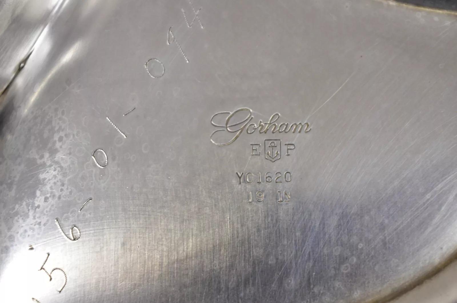 Vintage Gorham YC1620 Oval Silver Plated Meat Cutlery Serving Platter Tray en vente 2
