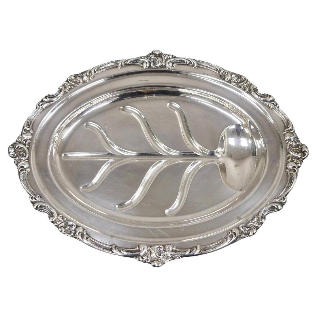 Vintage Gorham YC1620 Bandeja ovalada para servir cubiertos de carne chapados en plata