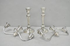 Vintage Gorham YC3021 Silver Plated 3 Arm Convertible Candelabra - a Pair