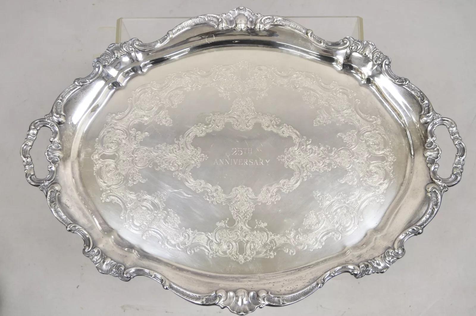 Vintage Gorham YC777 Bandeja Victoriana Plateada 