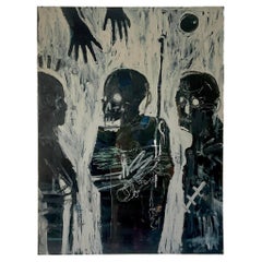 Vintage Gothic Abstract Painting on Canvas