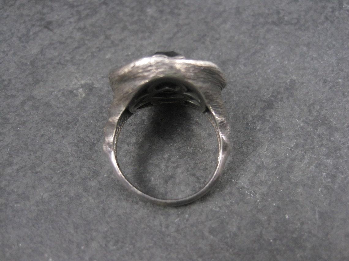 Vintage Gothic Chunky Onyx Sterling Ring Size 6 In Excellent Condition For Sale In Webster, SD