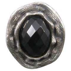 Vintage Gothic Chunky Onyx Sterling Ring Größe 6