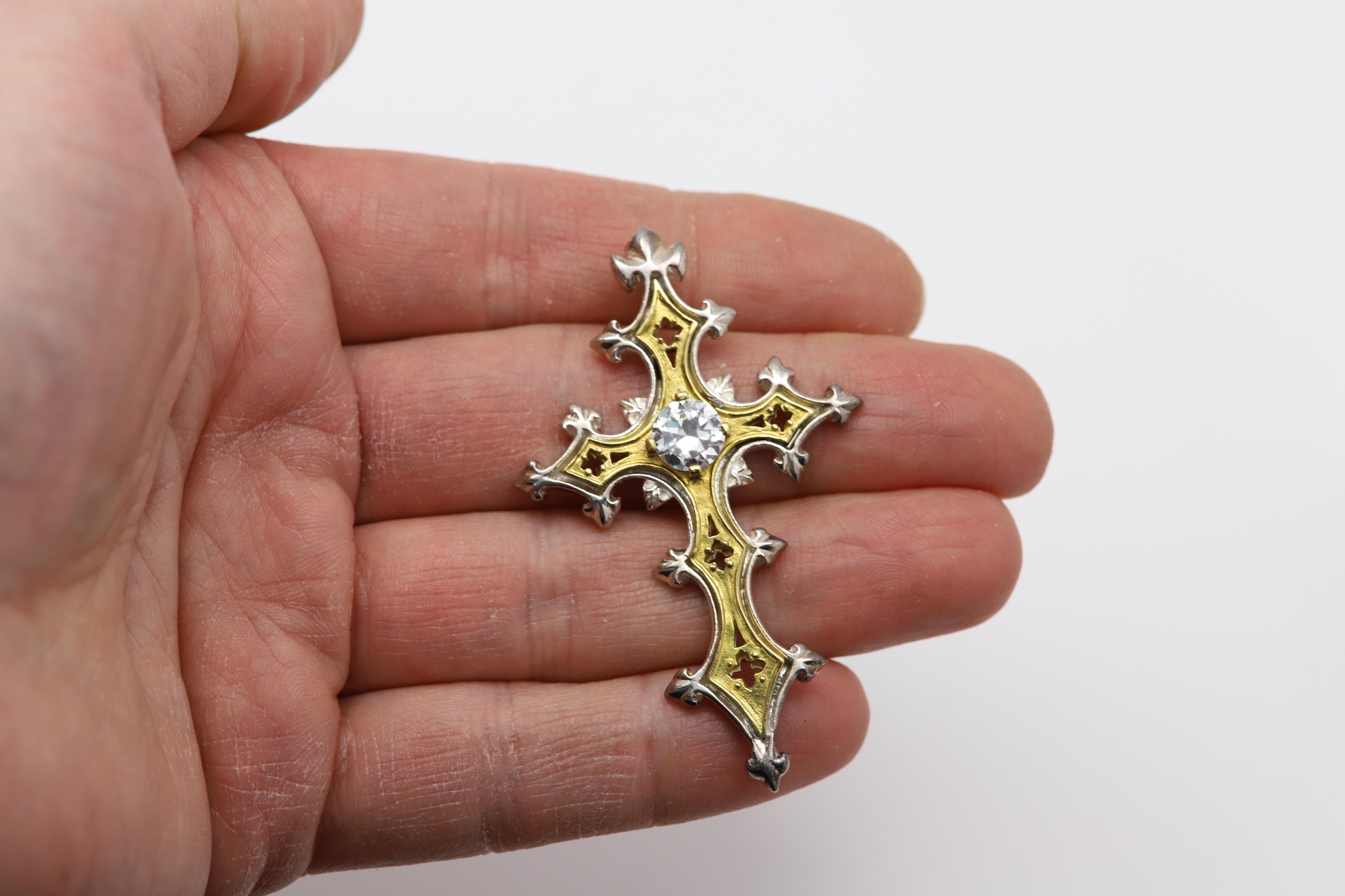 da uomo o donna Croce gotica vintage in argento sterling 925 e ottone Artistics in vendita