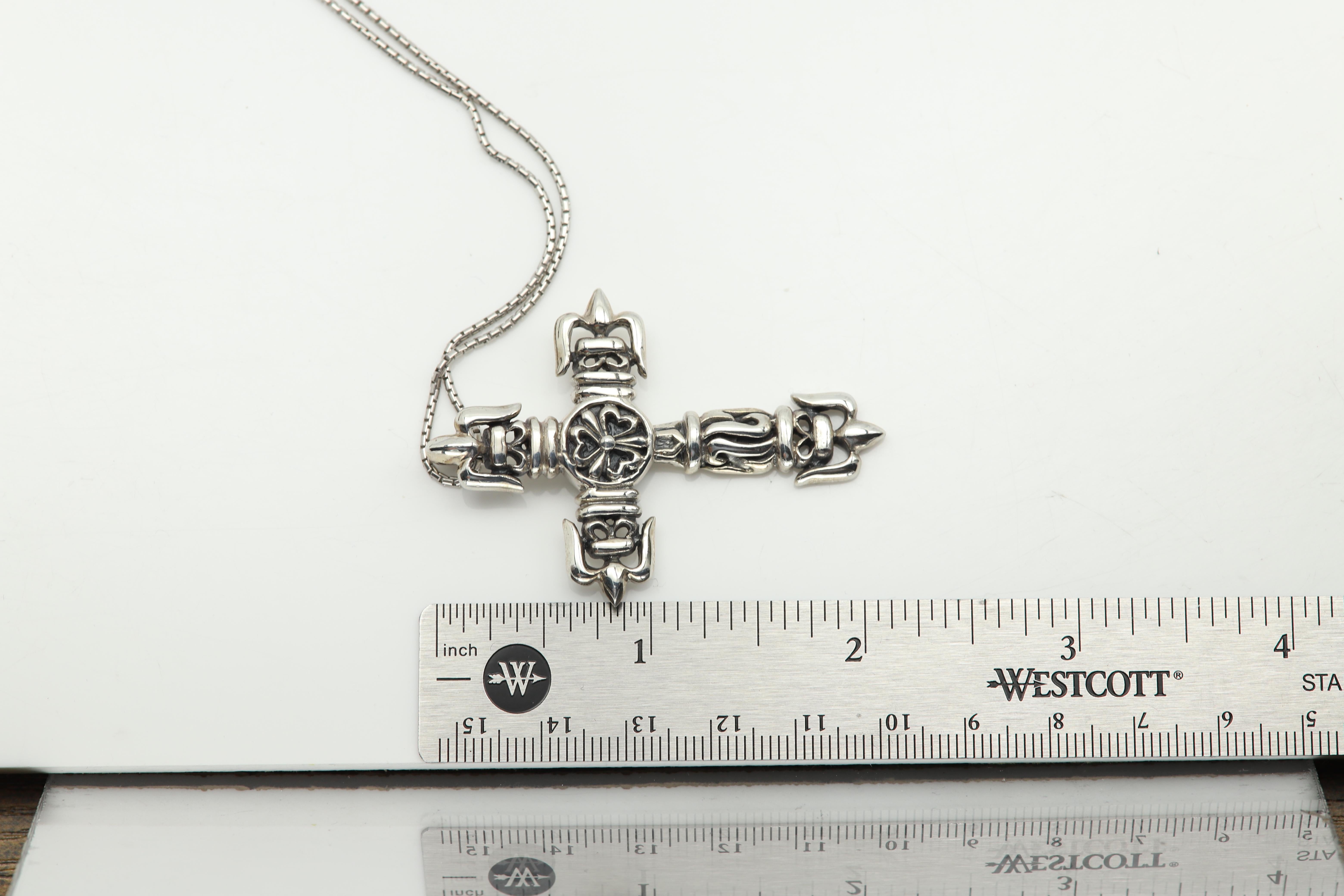 Vintage Gothic Cross Sterling Silver Tribal Cross Pendant Cross For Sale 2