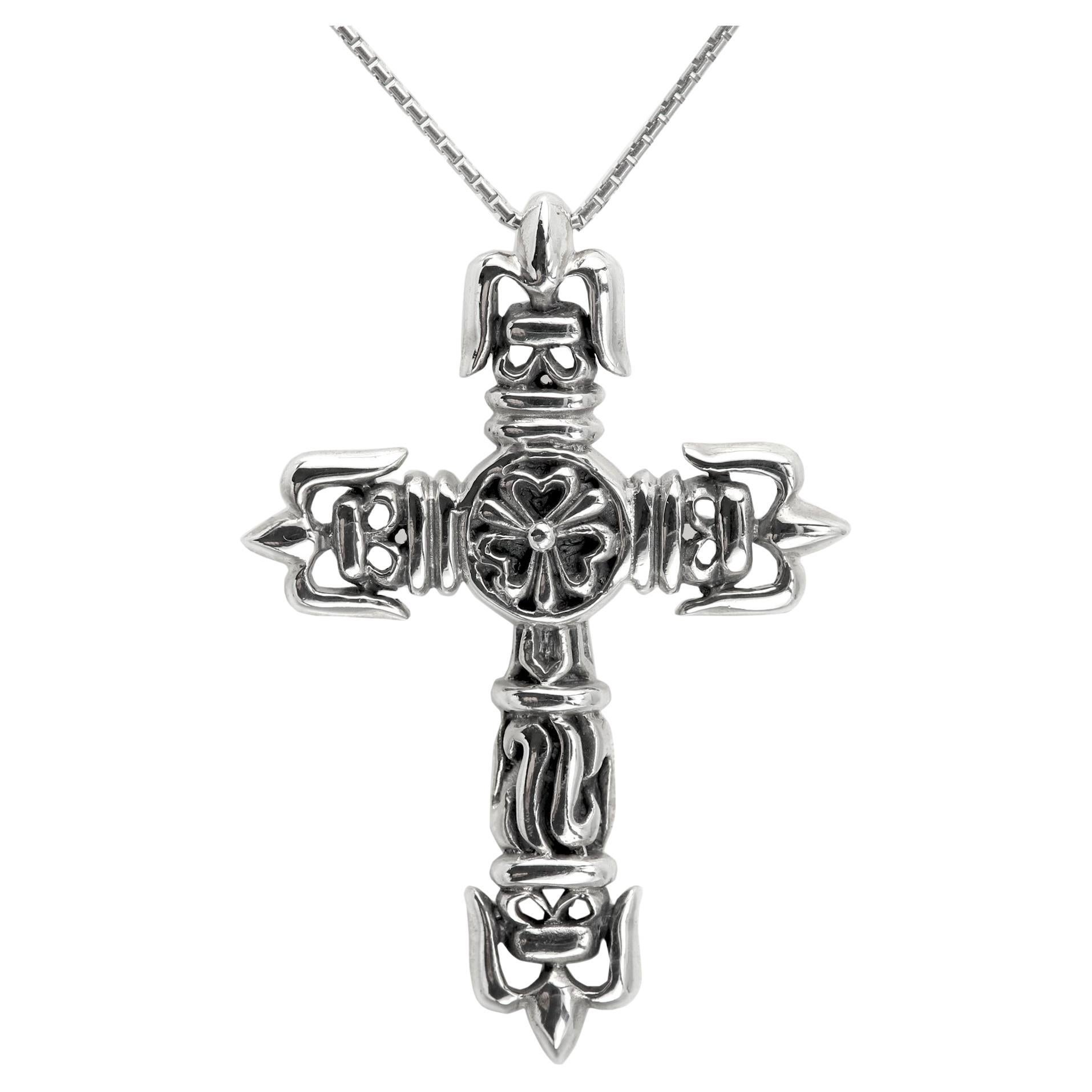 Vintage Gothic Cross Sterling Silver Tribal Cross Pendant Cross