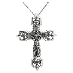 Vintage Gothic Cross Sterling Silver Tribal Cross Pendant Cross