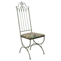 Vintage Gothic Hollywood Regency Style Grün Schmiedeeisen Esszimmerstuhl Einzel