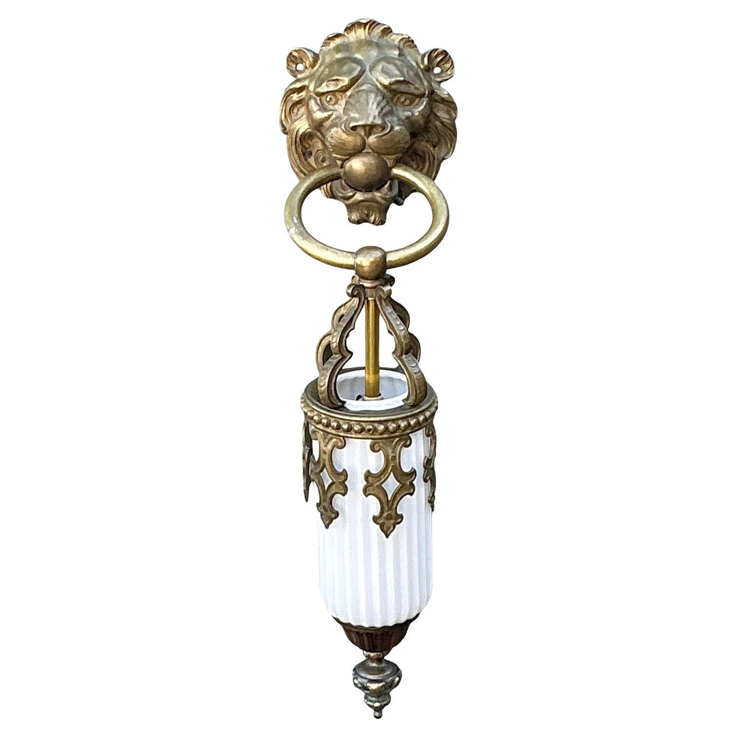 Vintage Gothic Lions Head Sconce For Sale