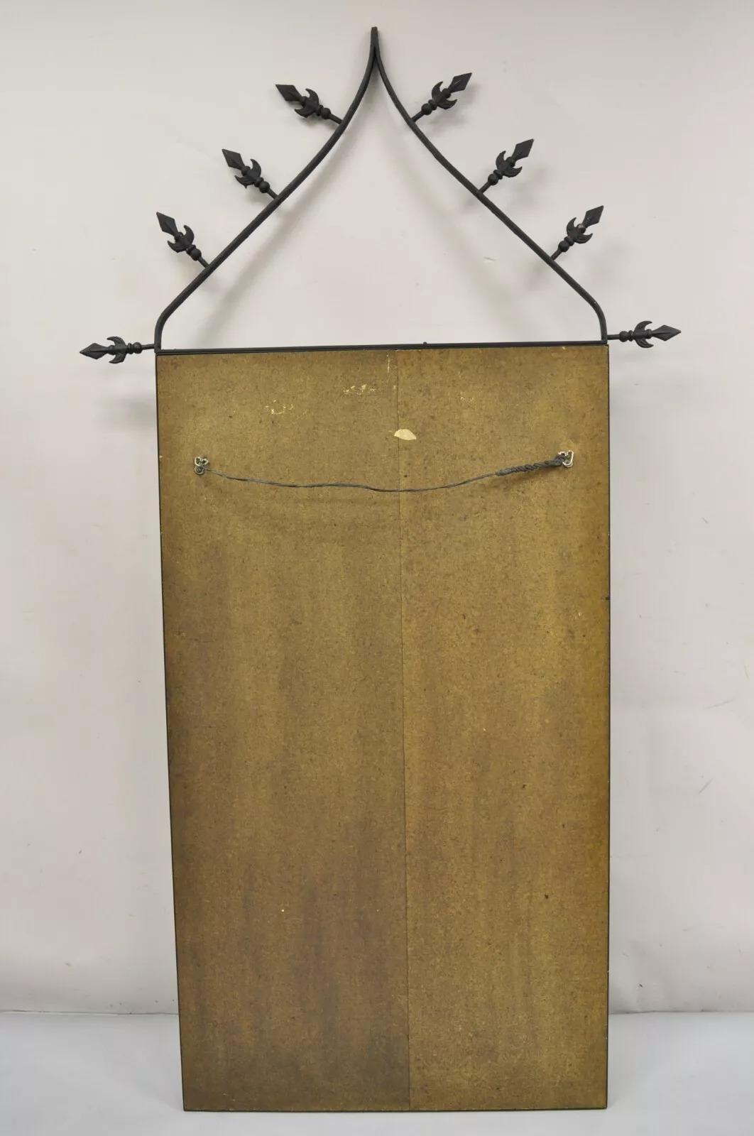 Vintage Gothic Renaissance Large Wrought Iron Metal Arched 