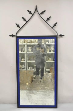 Vintage Gothic Renaissance Large Wrought Iron Metal Arched "Spear" Wall Mirror