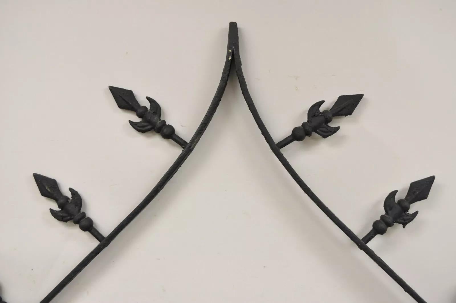 Vintage Gothic Renaissance Large Wrought Iron Metal Arched 