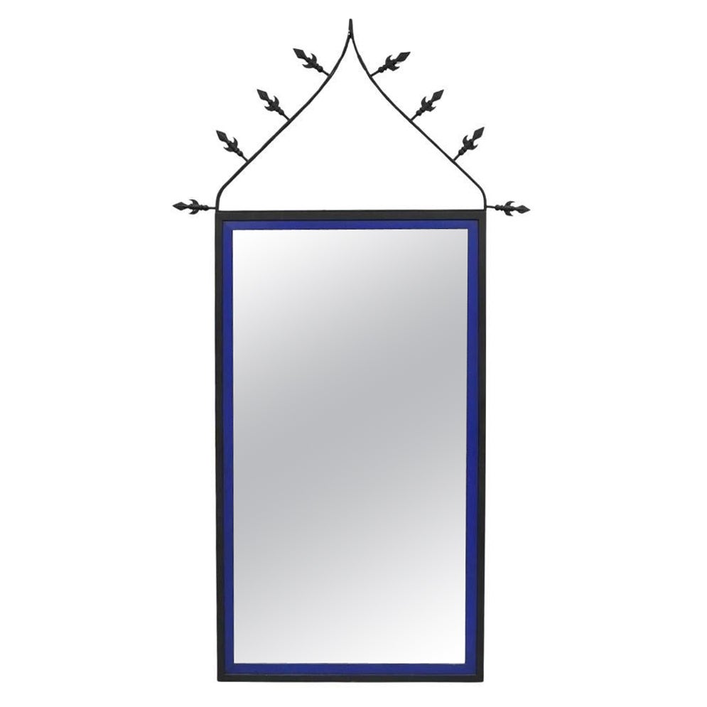 Vintage Gothic Renaissance Large Wrought Iron Metal Arched "Spear" Wall Mirror
