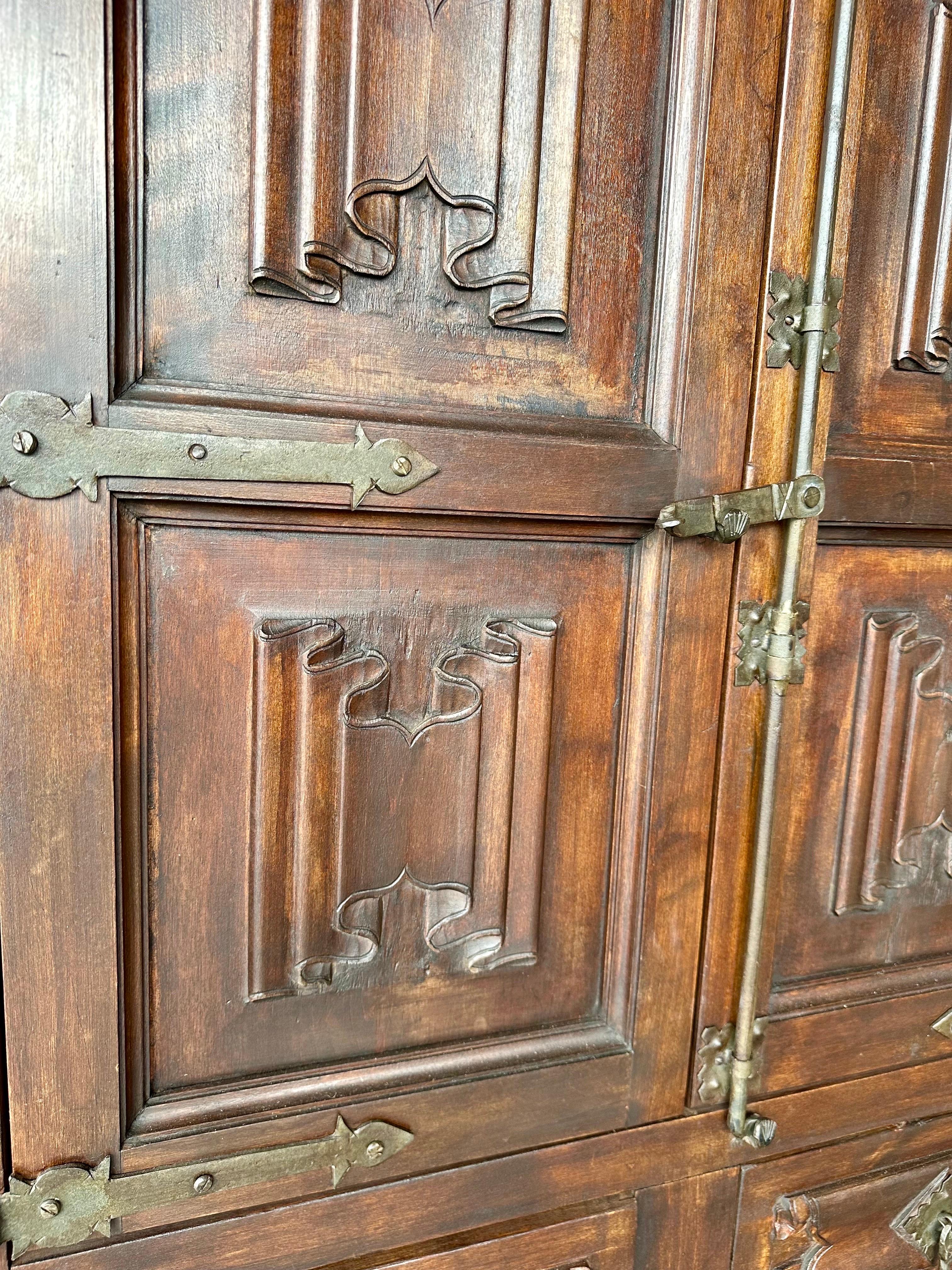 20th Century Vintage Gothic Revival Carved Wood Cabinet