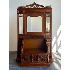 Vintage Gothic Revival Hall Bench