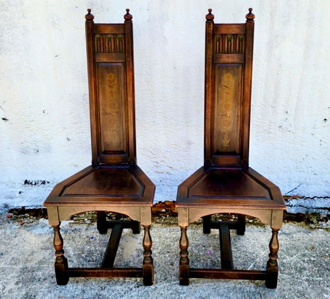 20th Century Vintage Gothic Revival Kittenger High Back Altar Chairs, a Pair