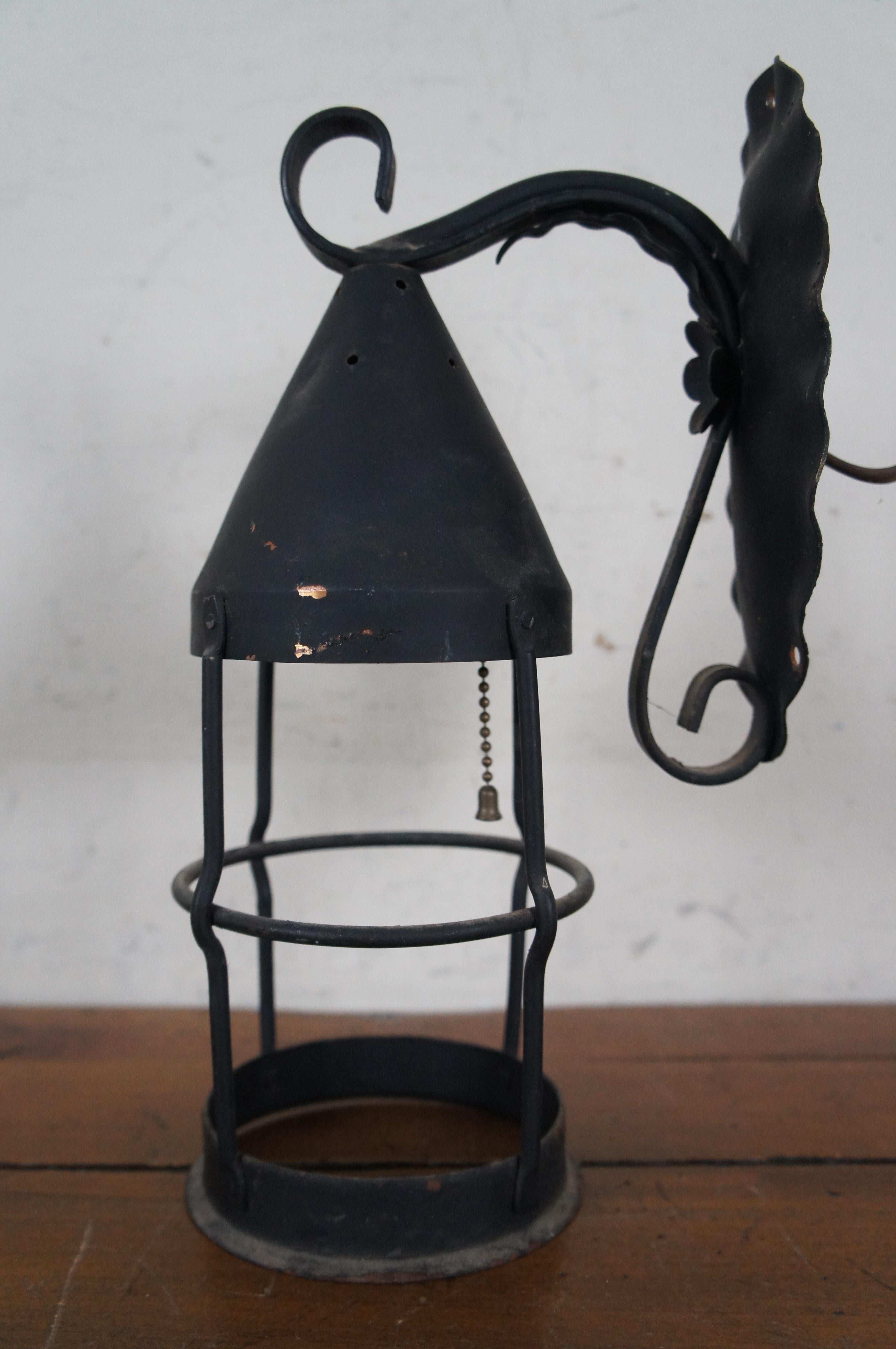 Vintage Gothic Scrolled Iron Wall Hanging Storybook Lantern Sconce Light 12